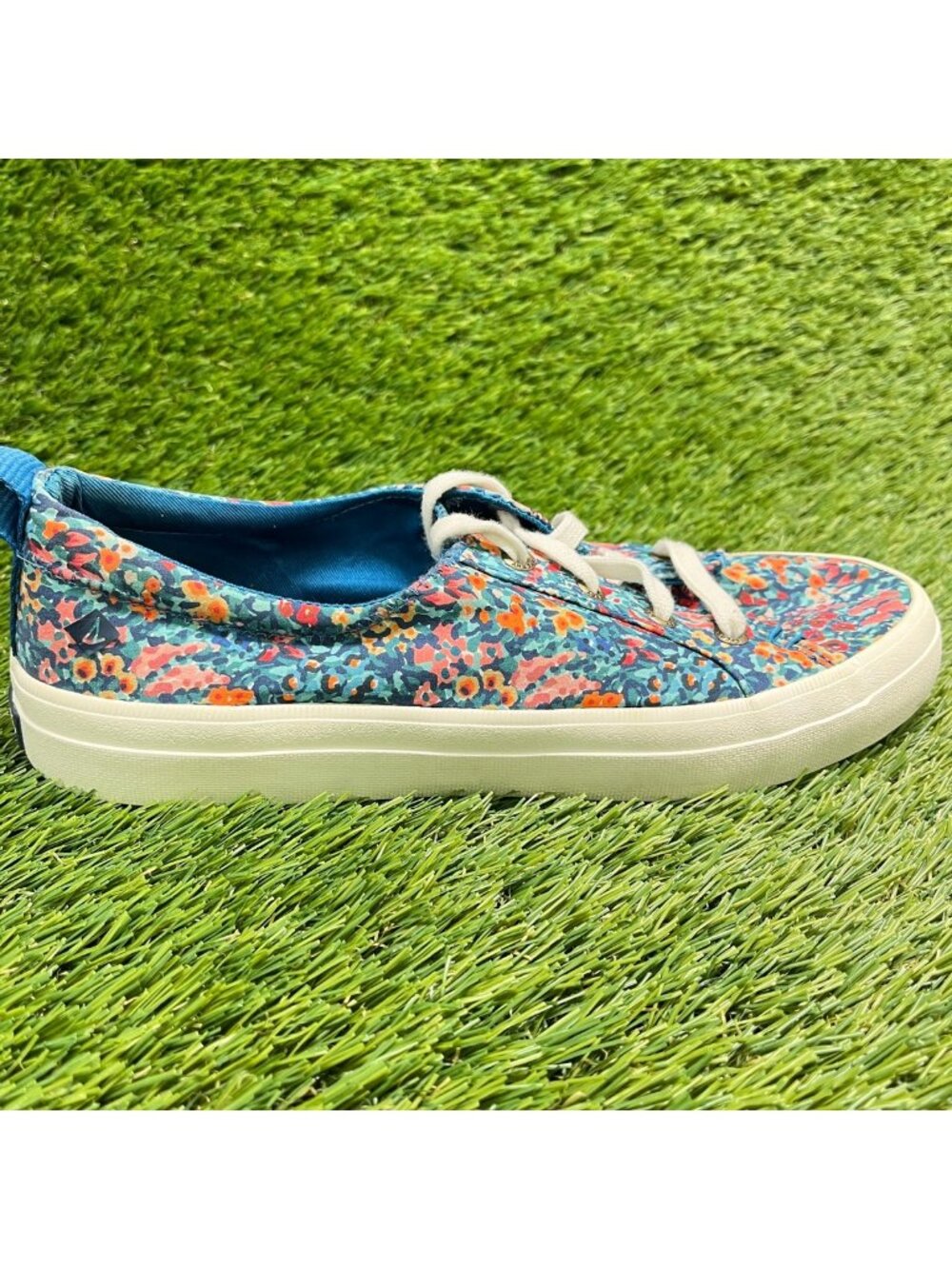 Sperry Crest Liberty Print Womens Size 6.5 Blue Pink Athletic Shoes Sneakers